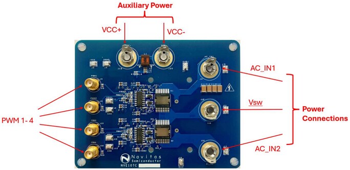 Infographic - Navitas Semiconductor NVE107C 650V Bi-Directional GaN Eval Board