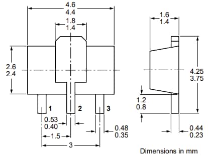 Mechanical Drawing - Nexperia PBSS4250X NPN Bipolar Transistor