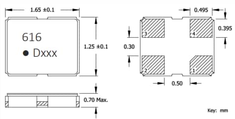 Mechanical Drawing - CTS Electronic Components Model 616 HCMOS Clock Oscillators