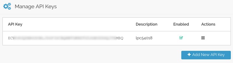 Newly Created API Key